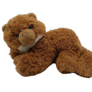 A &  A Kitty Cat Kitten Plush Stuffed Animal Toy Brown Blue Eyes 1992